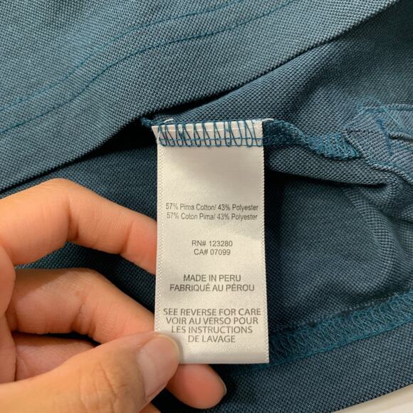 Travis Mathew Shirt Mens L Large Metal Blue Hidden Buttons Performance Polo - Picture 6 of 9